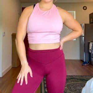 Pink large workout cropped tank top